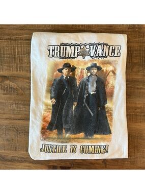 Trump Vance 2024 themed t-shirt ‘Justice is Coming’ Size Large